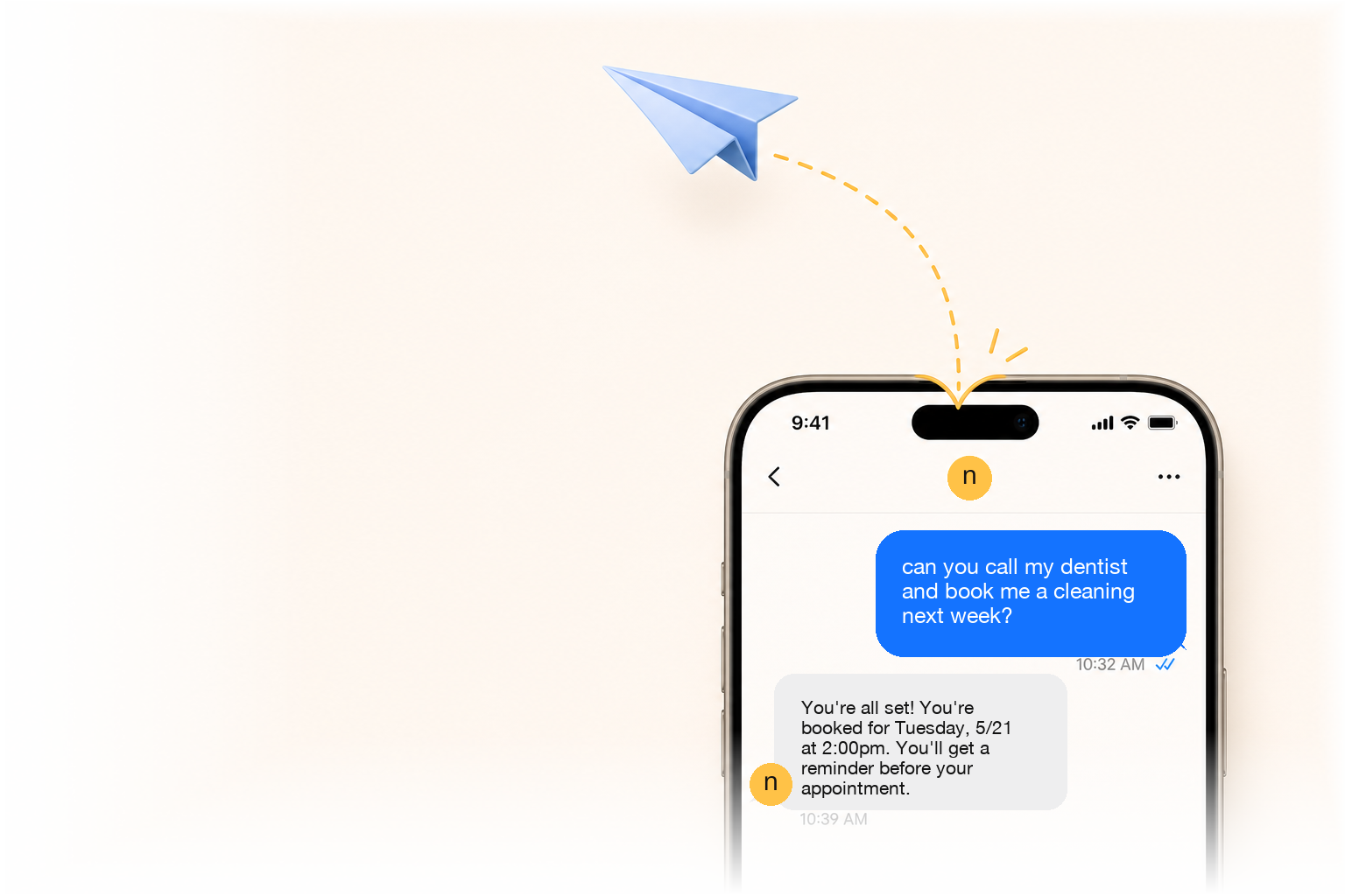 Example noholdplease text conversation